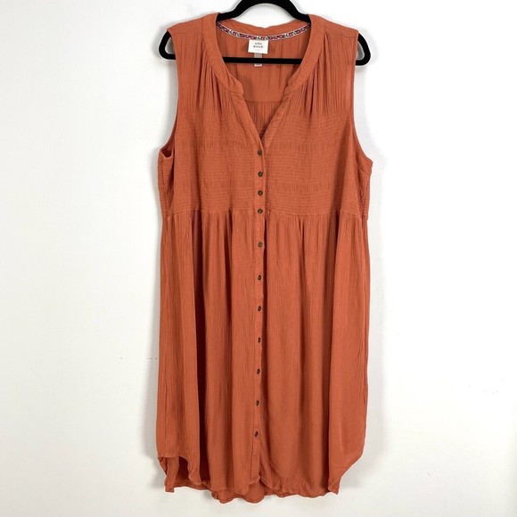 Knox Rose Dresses & Skirts - Knox Rose Dress Womens Plus Size 1X Button Up Sleeveless Casual